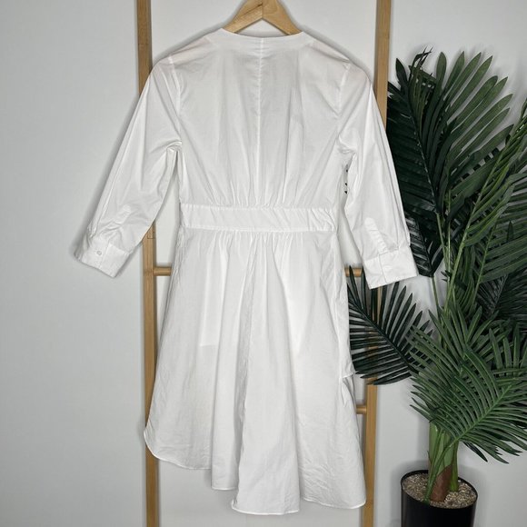 SOLD Zara White Asymmetric Tunic Top Size XS Wrap Tie Draped 3/4 Sleeve Cotton - Picture 3 of 12